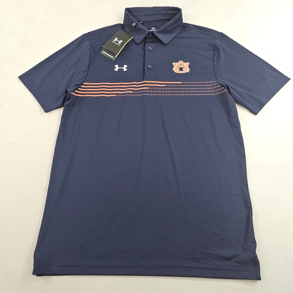 Under Armour Mens Auburn Tigers Polo Shirt Navy Blue Small UM8703 UPF 50 NEW